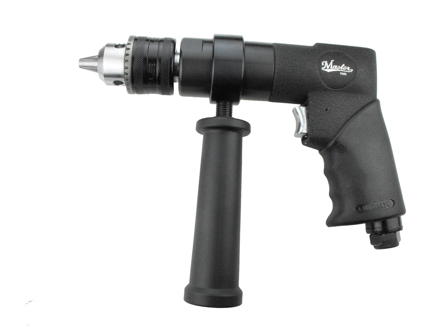 Taladro neumático Master Palm de 1/2" para trabajo pesado, mandril Jacobs con llave, 800 RPM, mango lateral, no reversible