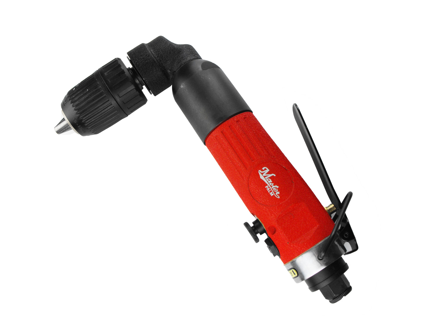 Taladro neumático industrial Master Palm 28500K de 3/8" y ángulo recto de 90 grados, reversible, con mandril de cambio rápido y mango lateral, 1700