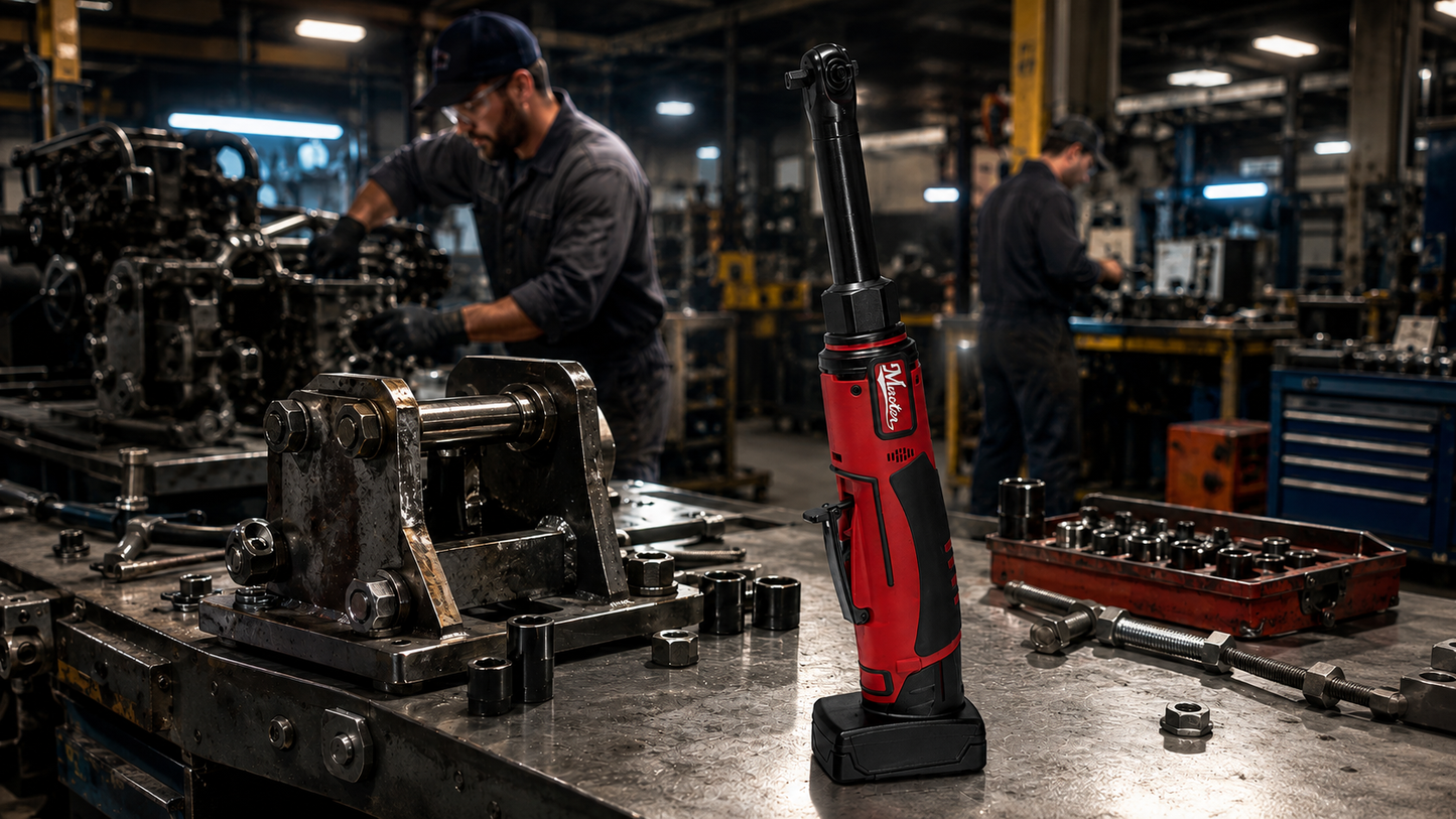 Industrial  1/4" Cordless Extended Ratchet Wrench - 12V - 25ft/lb